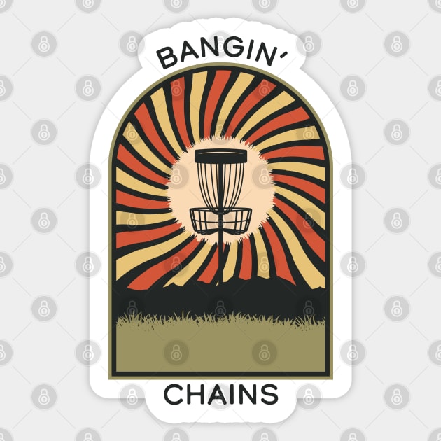 Bangin' Chains Disc Golf Vintage Retro Arch Mountains Sticker by KlehmInTime